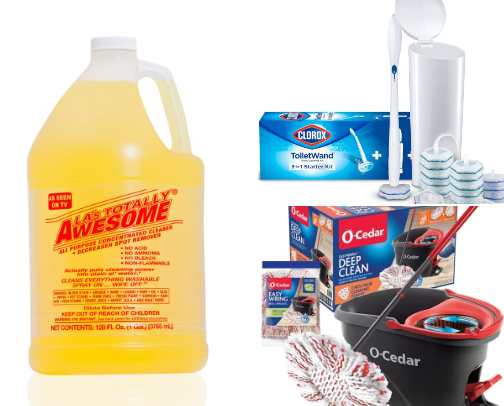 Cleaning must have items cover photo collage