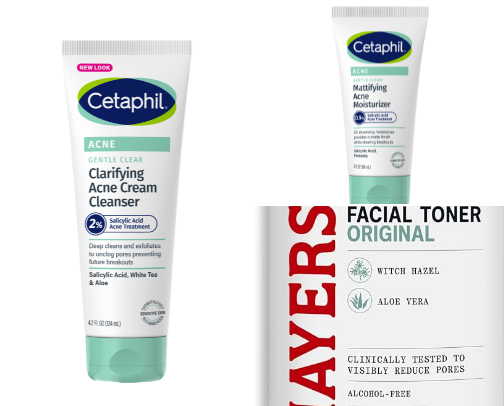 Acne prone skincare products cover photo collage
