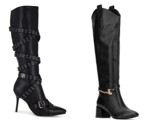 Chic & Affordable: Black Knee-High Heeled Leather Boots Under $200 cover photo collage