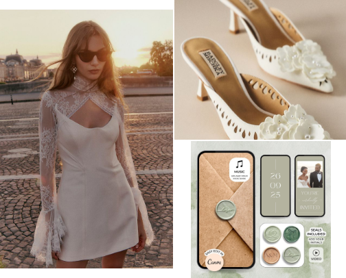 Wedding Must-Haves: Dress, Planner & Invitations cover photo collage