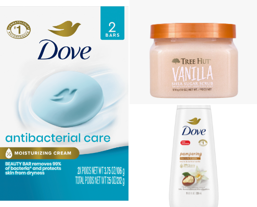 my current vanilla everything shower routine cover photo collage
