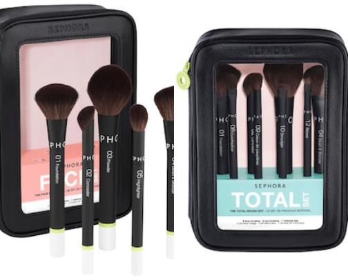 Makeup brushes and tools cover photo collage