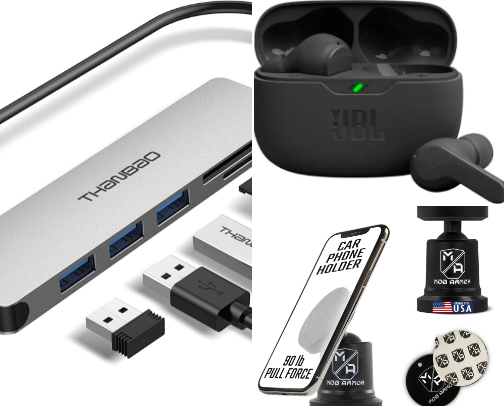 Tech accessories cover photo collage