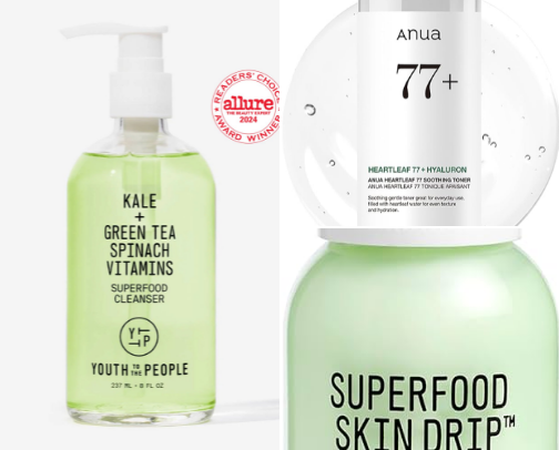 [skincare faves ✨🌈] cover photo collage