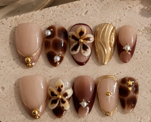 Brown & Neutral Press-On Nails 🤎✨ cover photo collage