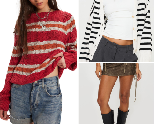 Princess Polly Fall Mini Skirt Outfits | Looks 01-04 cover photo collage