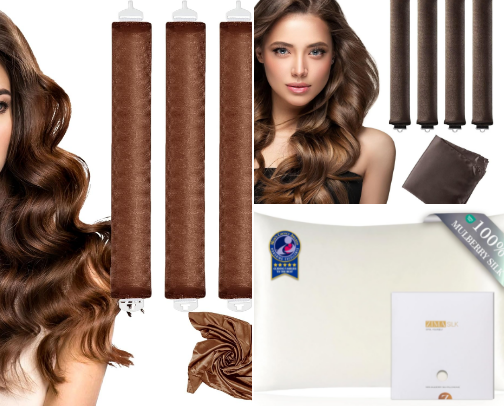 Heatless Curls & Silk Sleep Hair Care cover photo collage