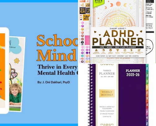 Student Mental Wellness & School Success Tools: Planners, Self-Care, and Resources to Reduce Stress and Stay Organized cover photo collage