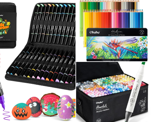 Coloring Supplies to elevate your beautiful coloring book pages cover photo collage