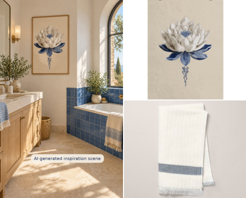 A Sunlit Blue Bathroom cover photo collage