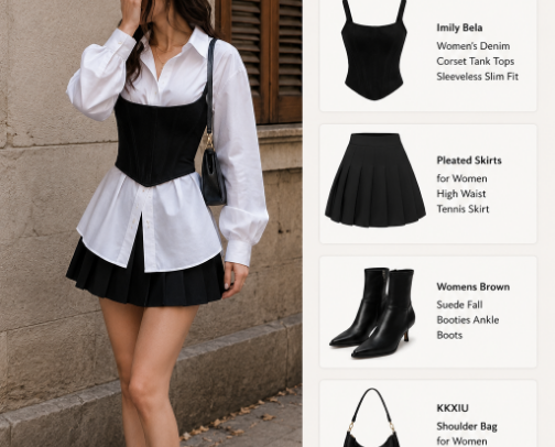 Chic Black & White Outfit Edit cover photo collage