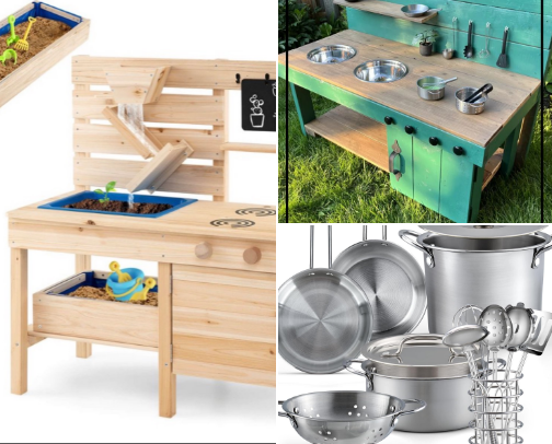 Outdoor Mud Play Kitchen cover photo collage