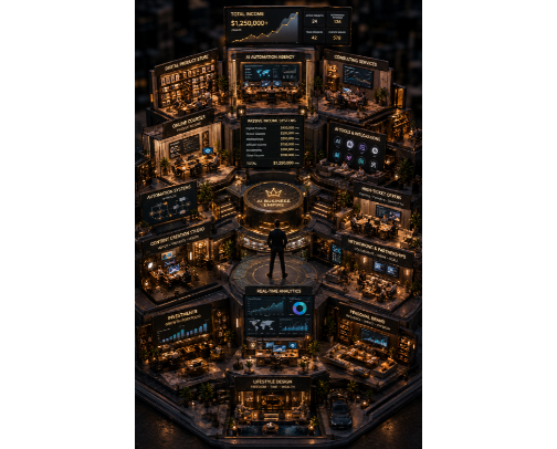 AI Business Miniature Worlds cover photo collage
