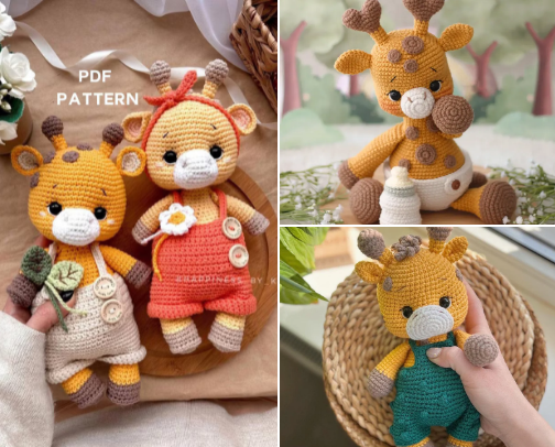 20 Most Adorable Baby Giraffe Crochet Patterns cover photo collage