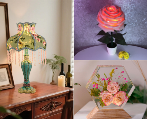 Romantic Rose Lamps & Aesthetic Home Decor cover photo collage