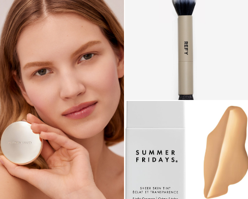 your simple makeup bag for your 5 minute makeup routine🎀💄👛 cover photo collage