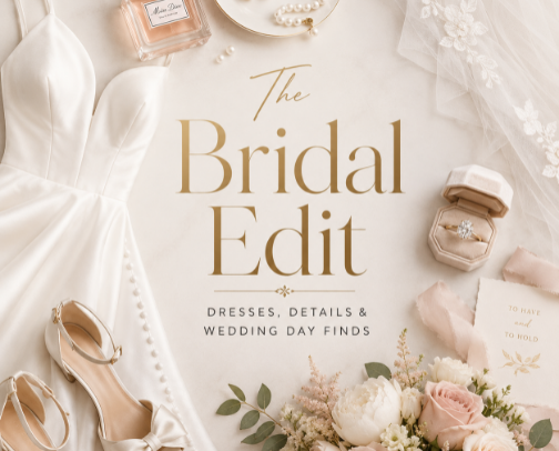 The Bridal Edit: Dresses, Details & Wedding Day Finds cover photo collage