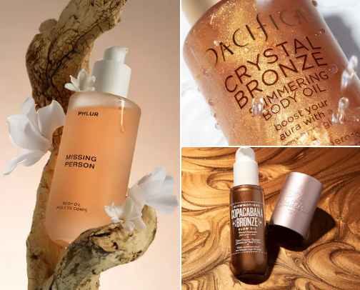 Body oil: Glow Up in Every Drop cover photo collage