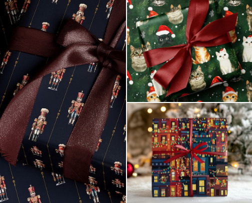 Beautiful Christmas Wrapping Paper cover photo collage