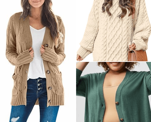 Cozy Fall Wardrobe Essentials: Cable-Knit Sweaters & Cardigans cover photo collage