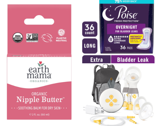 Recommended Nursing and Postpartum Essentials cover photo collage