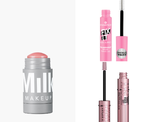 Everyday makeup products cover photo collage