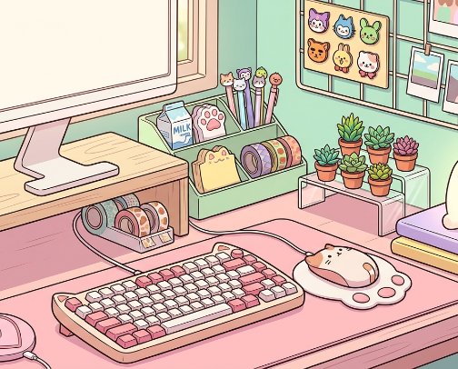 Cute Desk Accessories - Kawaii Workspace Decor and Pastel Office Essentials cover photo collage