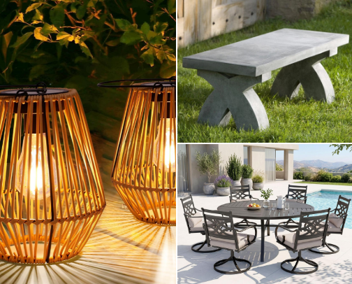 Thrift the Look: Designer-Approved Vintage Outdoor Decor cover photo collage