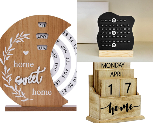 Minimalist Wooden Calendar Desk Display Collection cover photo collage