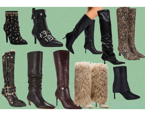High-heeled boots cover photo collage