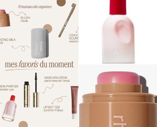 Essentiels maquillage, cheveux, parfum pour maman pressé cover photo collage