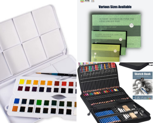 As a watercolor artist those are my materials I use cover photo collage