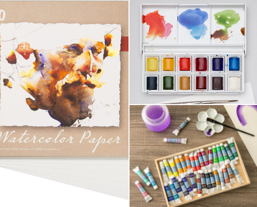 As a watercolor artist those are my materials I use cover photo collage