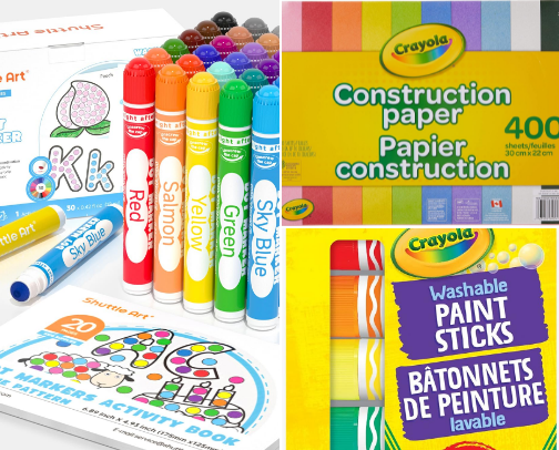 Kids + Art Supplies + Craft + Coloring + Painting. cover photo collage