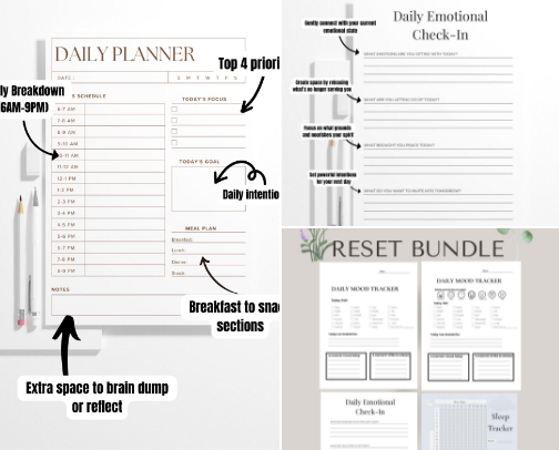 Journals, Planners & Mood Trackers cover photo collage
