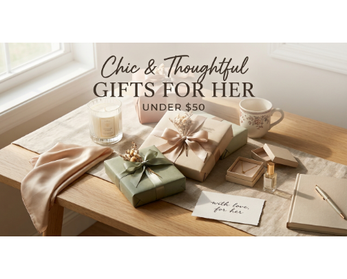 Chic & Thoughtful Gifts for Her Under $50 cover photo collage