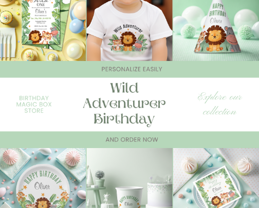 🌿 Wild Adventure Birthday Party – For Your Little Explorer! 🦁 cover photo collage