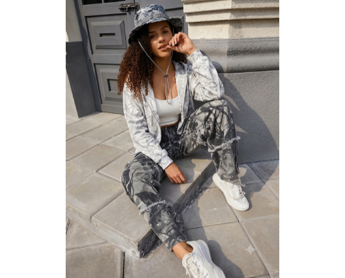 Grey Camo Streetwear Outfit | Bucket Hat & Cargo Jogger Look cover photo collage