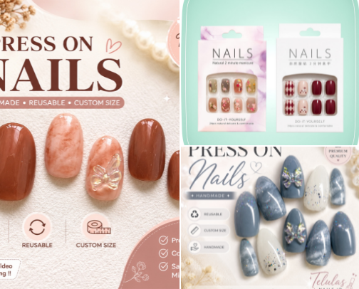 Press-On Nails for Everyday Wear | Cute, Reusable & Affordable cover photo collage