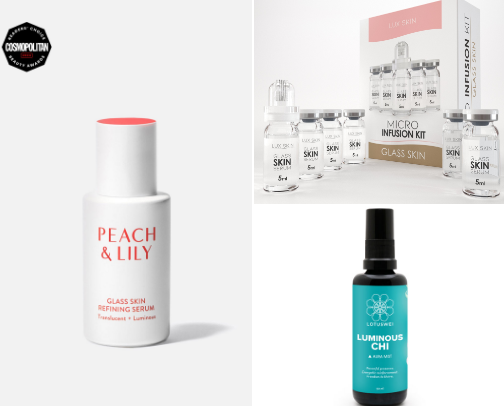 Glass Skin / K-beauty / Glow skincare cover photo collage