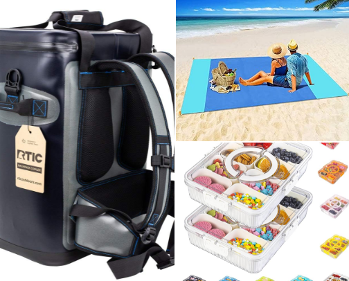 Beach & Pool Day - Transport, Cooling, Lounge, Power, Play, Protection, Snacks, Bag Pack, and Mom Hacks. List for all Genders and Ages! cover photo collage