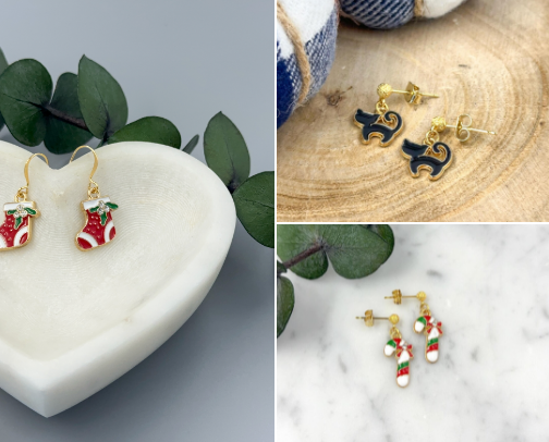 Fun and Festive Earrings for Halloween and Christmas cover photo collage