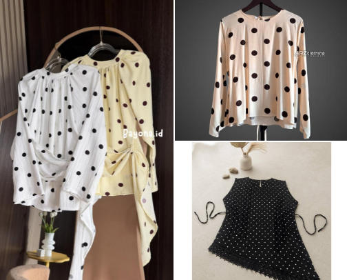 Dari baju sampai sepatu, serba serbi motif polkadot✨ cover photo collage