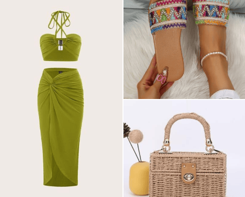 Green Summer Outfit cover photo collage