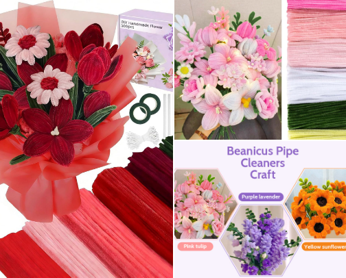 Pipe Cleaner Flower Kits cover photo collage