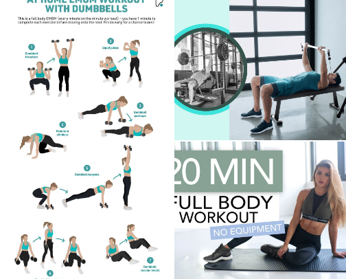 Home workouts for strength and fitness cover photo collage