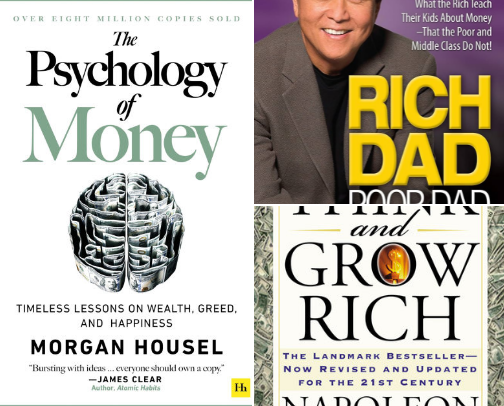 The Ultimate Mindset, Money & Hustle Book List cover photo collage