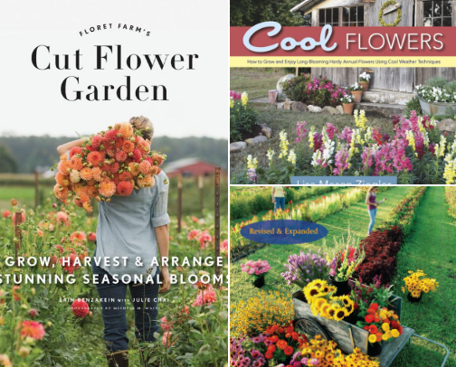 Flower Farming Book Recommendations for Home Gardeners and Flower Farmers cover photo collage