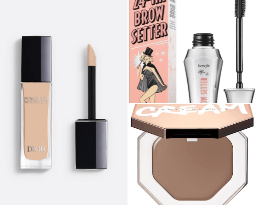 The ideal makeup routine products cover photo collage