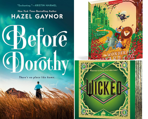 Wizard of Oz and Wicked related books for all ages cover photo collage